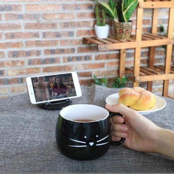 Ceramic Cat Coffee Phone Mug Holder - Picture 3 of 11